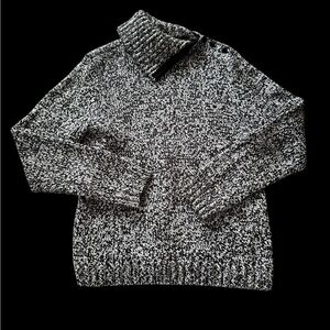 Chaps Knit Sweater Women Size PL Petite L Asymmetrical Neck Black/white